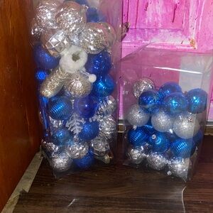 Blue and Silver Christmas Ornaments Set
